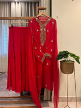 Premium Chiffon handwork suit with bottom and organza  hand  worked dupatta-015